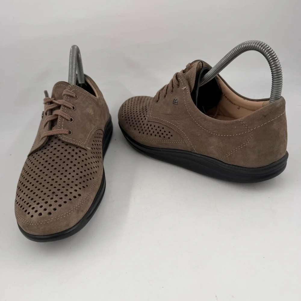 Finn Comfort Women’s Harajuka Finnamic-SZ 7.5-Taupe Leather Flat Oxford Shoe